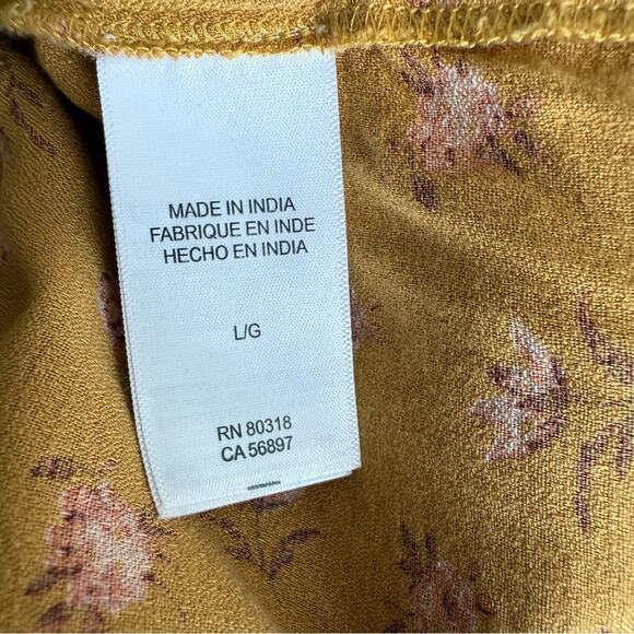Lucky Brand long sleeve floral Yellow Blouse size large - Picture 3 of 4